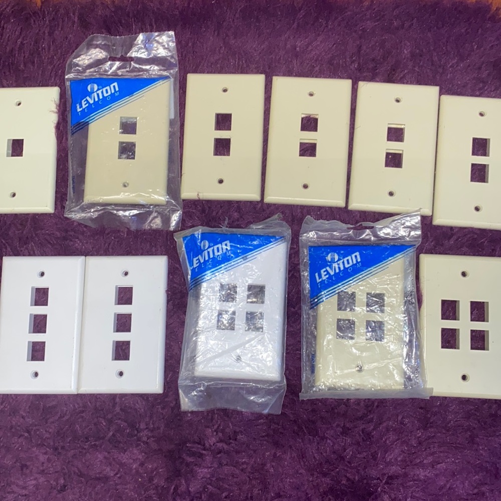 LOT Leviton No 41080-2ip 41080-3ip 41080-1ip cat 5 6 data low voltage wall plate